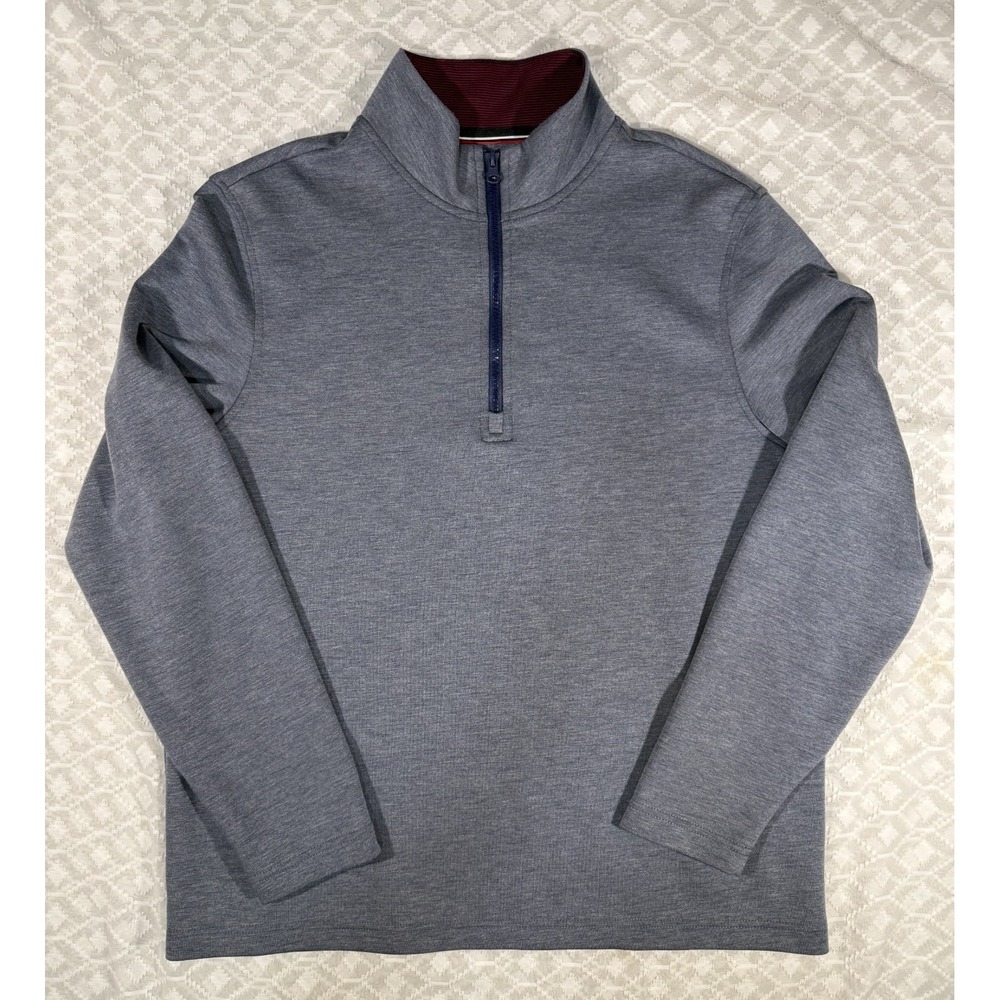 Berkley Jensen Men's Gray 1/4 Zip Pullover Long Sleeve Mock Neck - Large